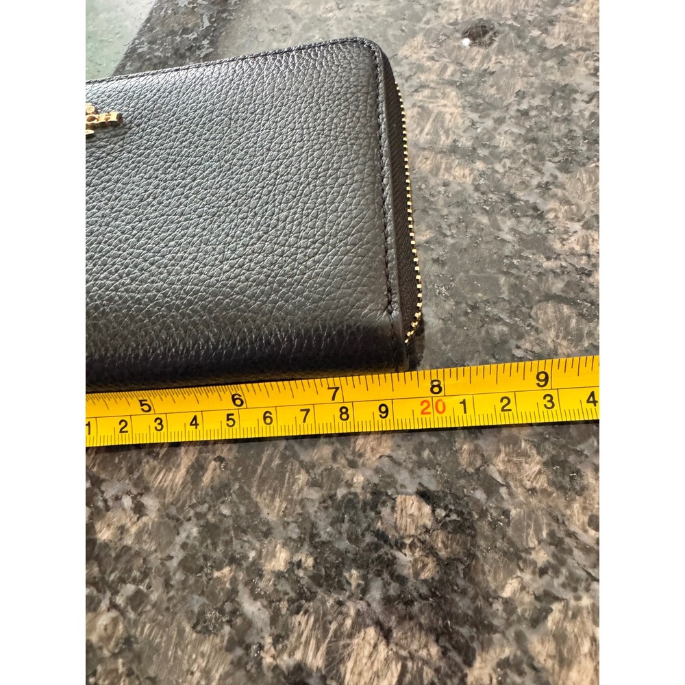 Coach Black Pebble Leather Accordion Zip Wallet Wristlet Gold Hardware 52372 - Picture 9 of 10